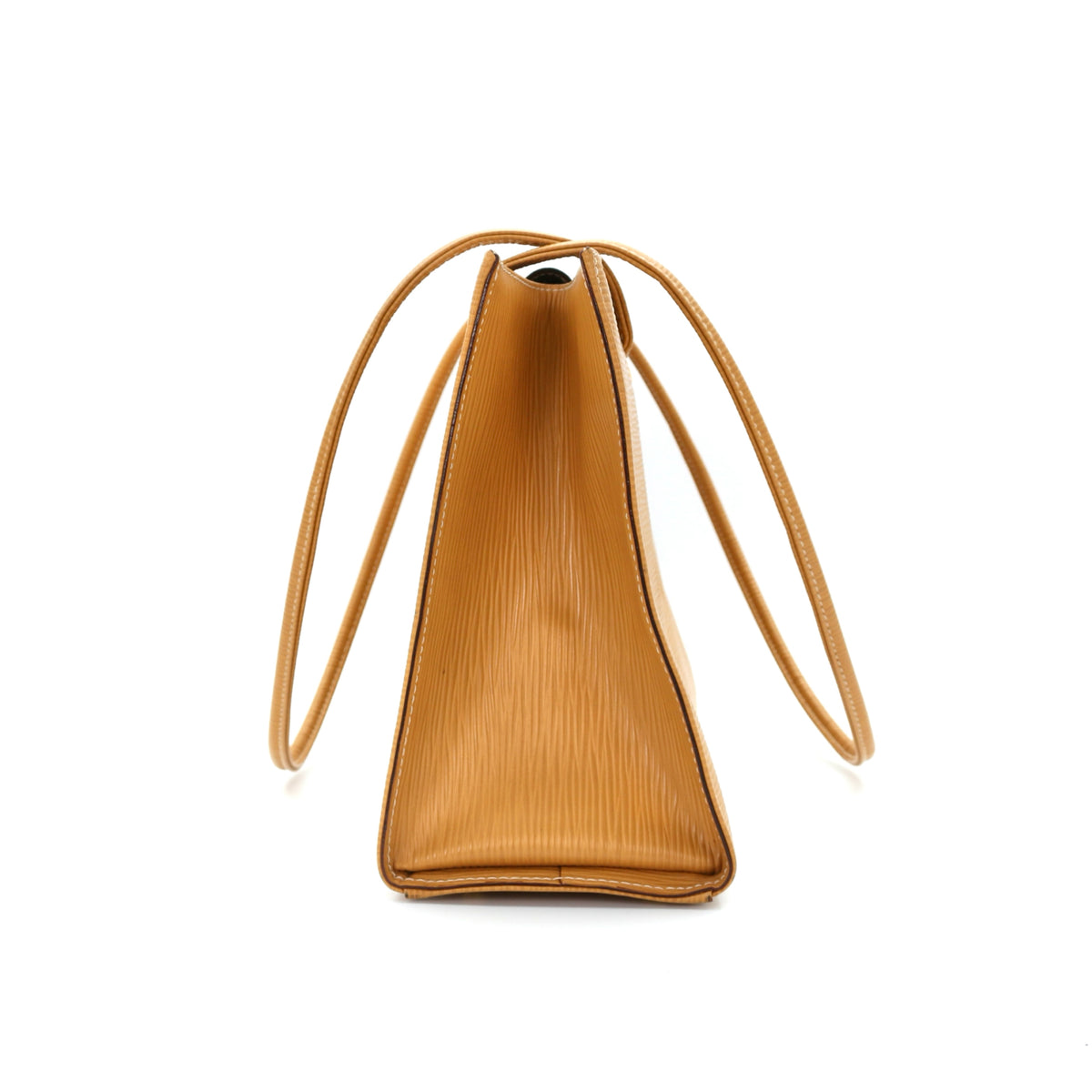 Fendi Yellow Embossed Leather Shoulder Tote Bag [Used]