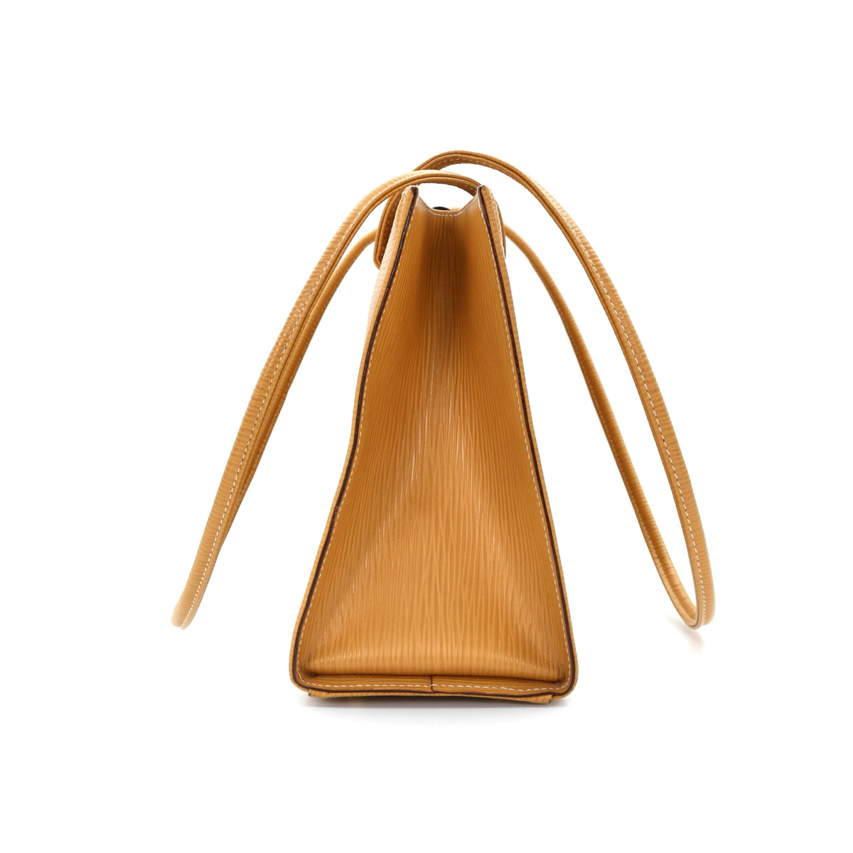 Fendi Yellow Embossed Leather Shoulder Tote Bag [Used]