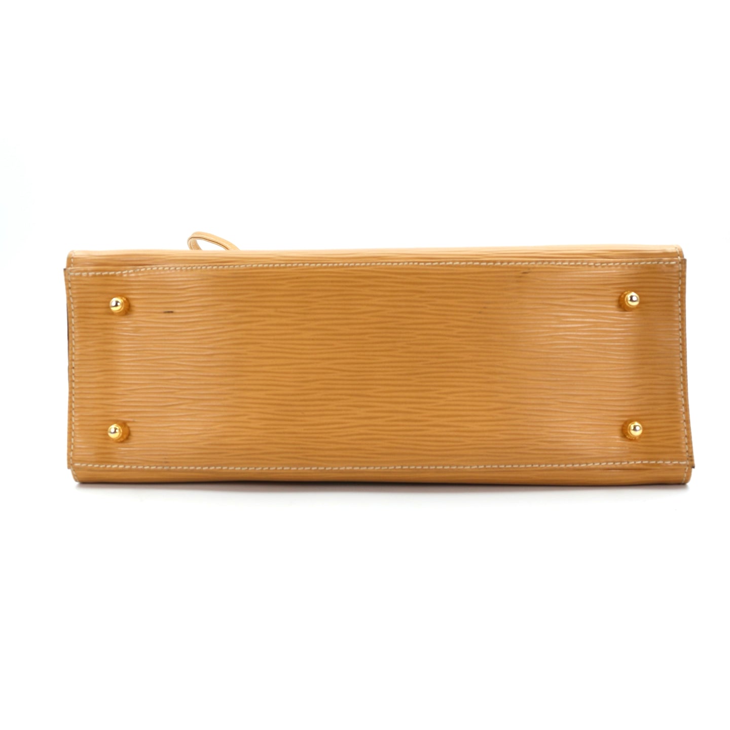 Fendi Yellow Embossed Leather Shoulder Tote Bag [Used]