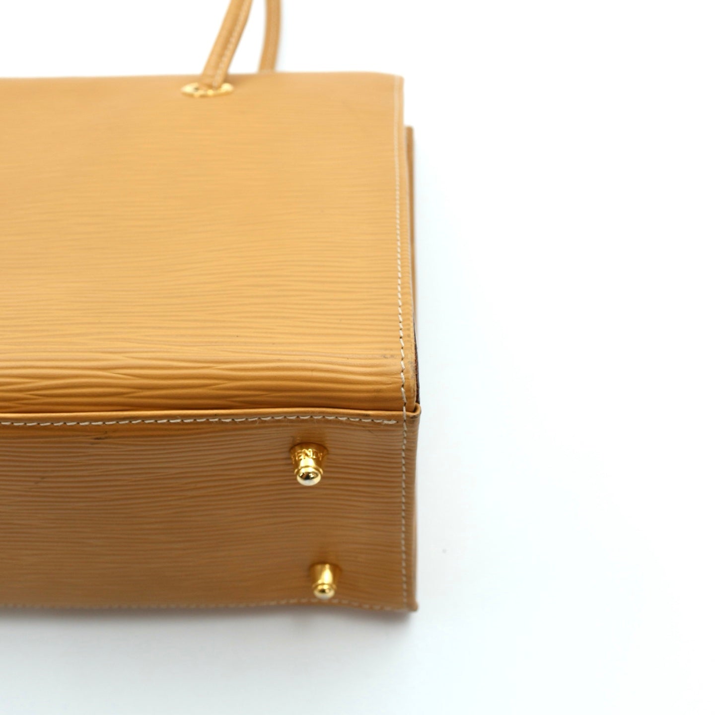 Fendi Yellow Embossed Leather Shoulder Tote Bag [Used]