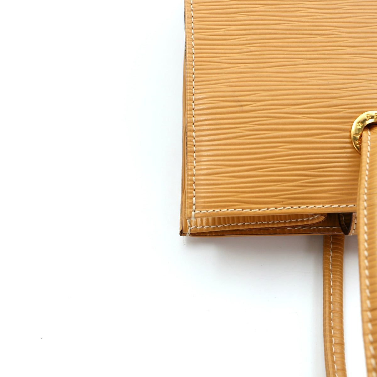 Fendi Yellow Embossed Leather Shoulder Tote Bag [Used]
