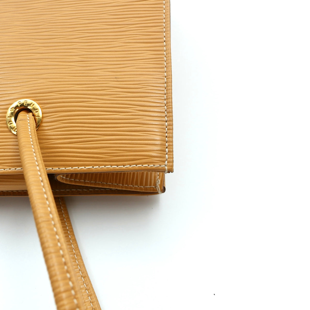Fendi Yellow Embossed Leather Shoulder Tote Bag [Used]