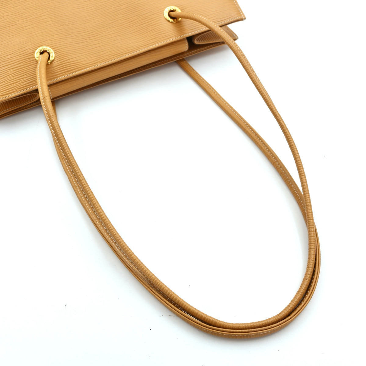 Fendi Yellow Embossed Leather Shoulder Tote Bag [Used]