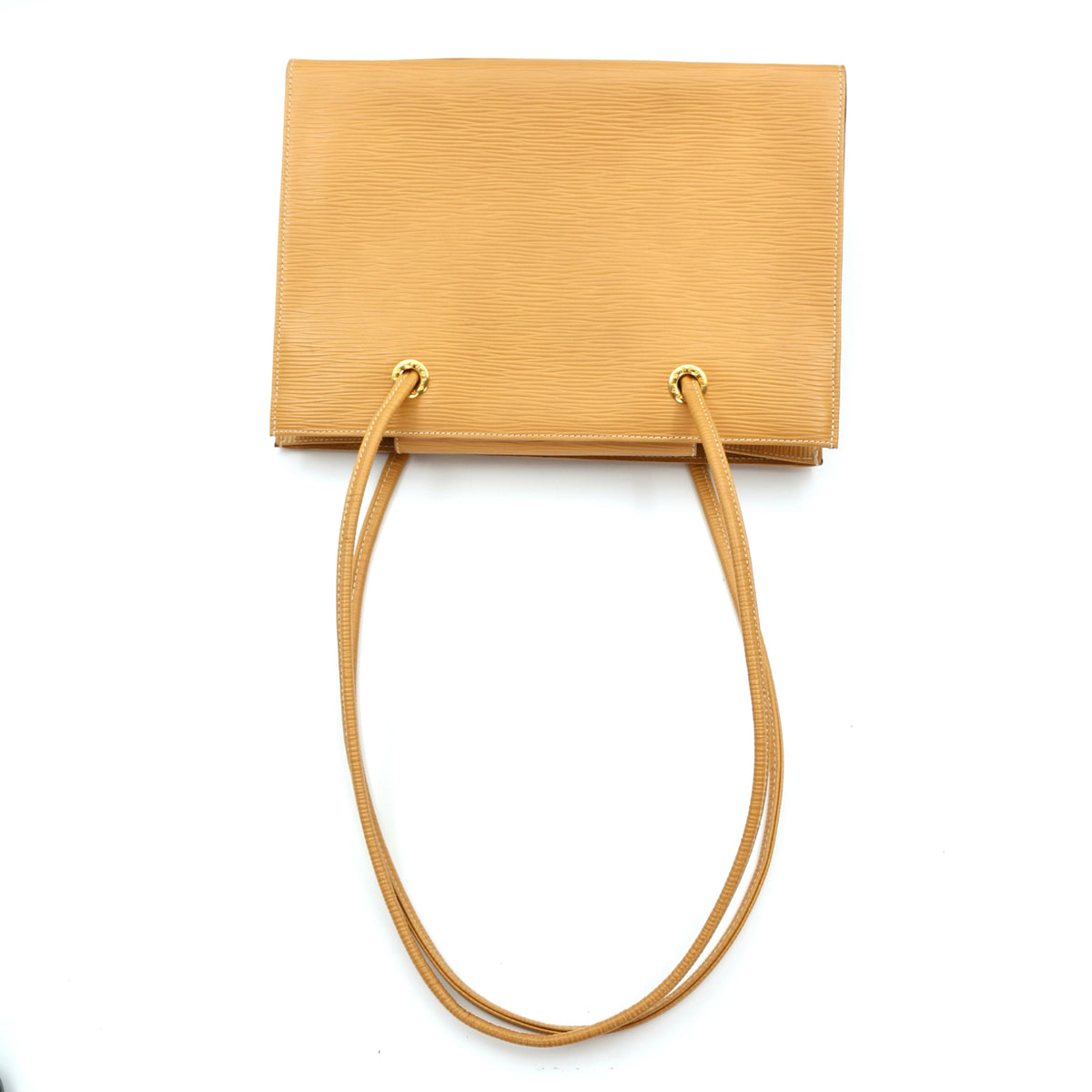 Fendi Yellow Embossed Leather Shoulder Tote Bag [Used]