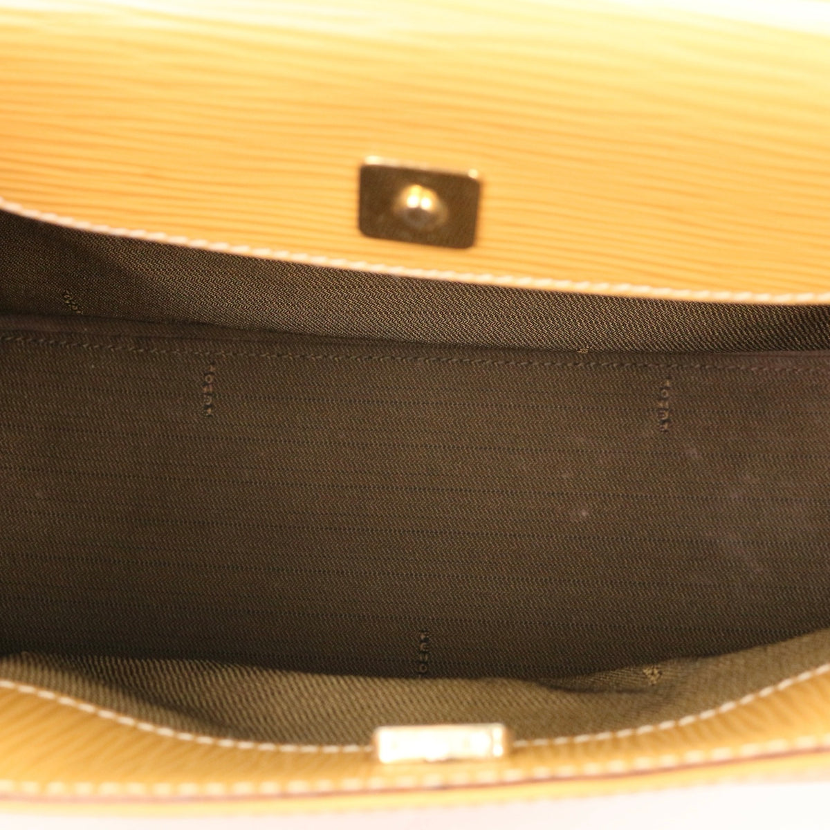 Fendi Yellow Embossed Leather Shoulder Tote Bag [Used]
