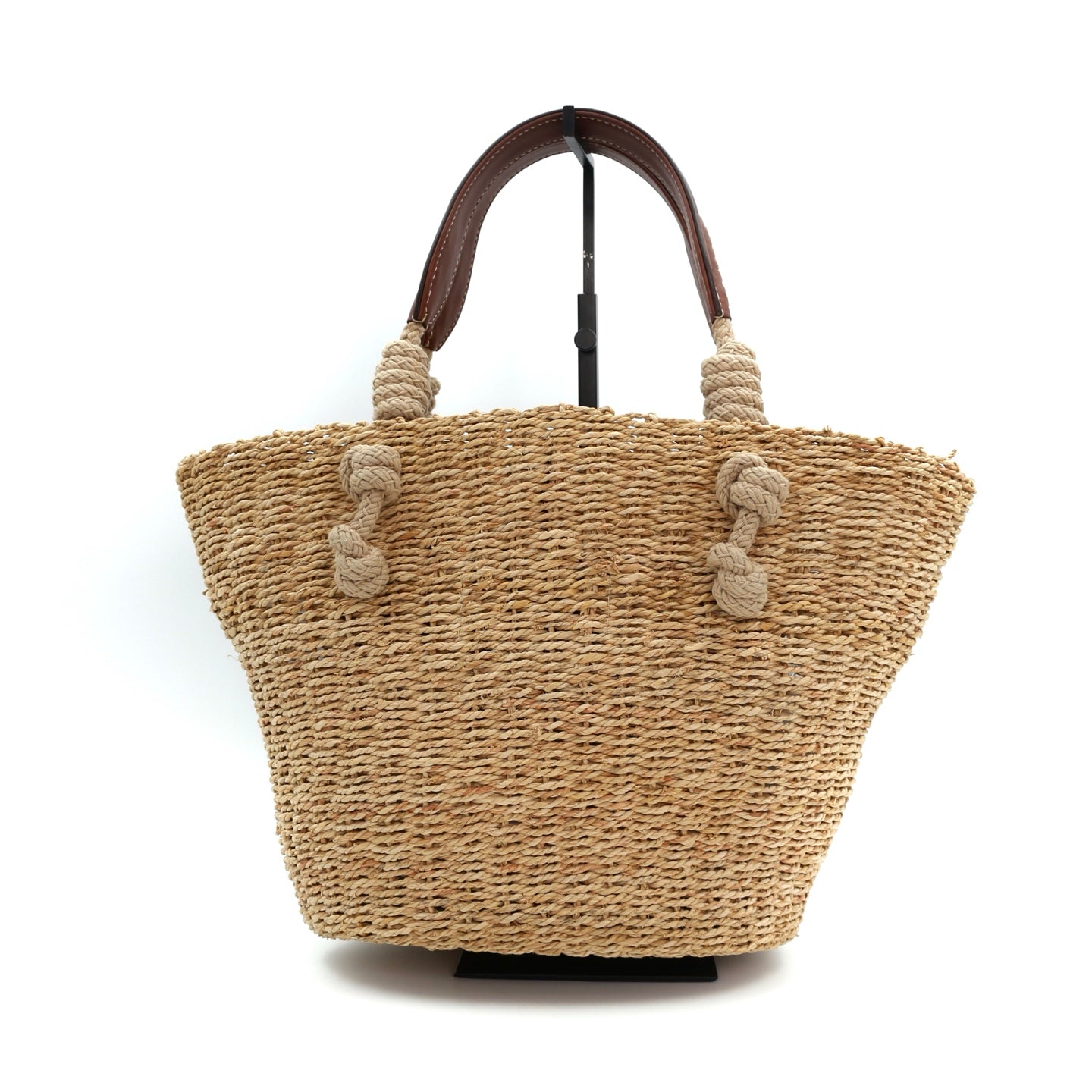 Prada Beige Triangle Logo Raffia Tote Bag [Used]
