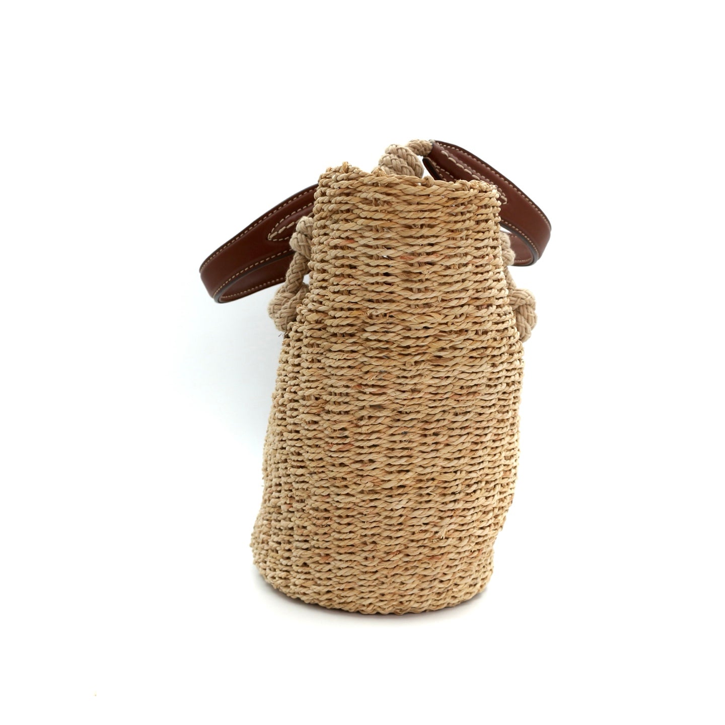 Prada Beige Triangle Logo Raffia Tote Bag [Used]
