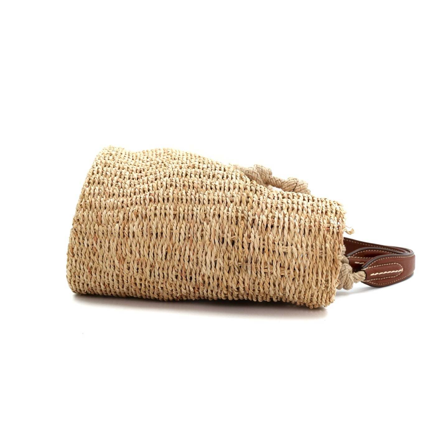 Prada Beige Triangle Logo Raffia Tote Bag [Used]