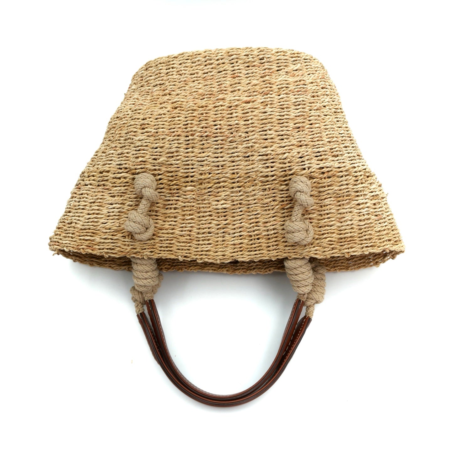 Prada Beige Triangle Logo Raffia Tote Bag [Used]