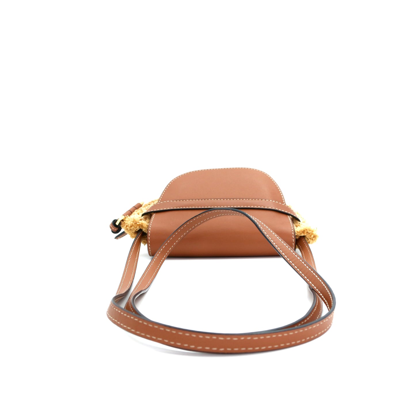 Loewe Gate Mini Raffia & Calfskin Saddle Bag Brown [Used]