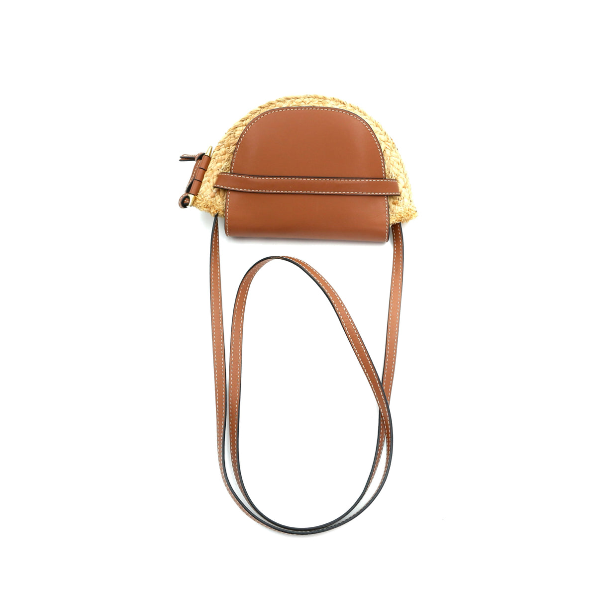 Loewe Gate Mini Raffia & Calfskin Saddle Bag Brown [Used]