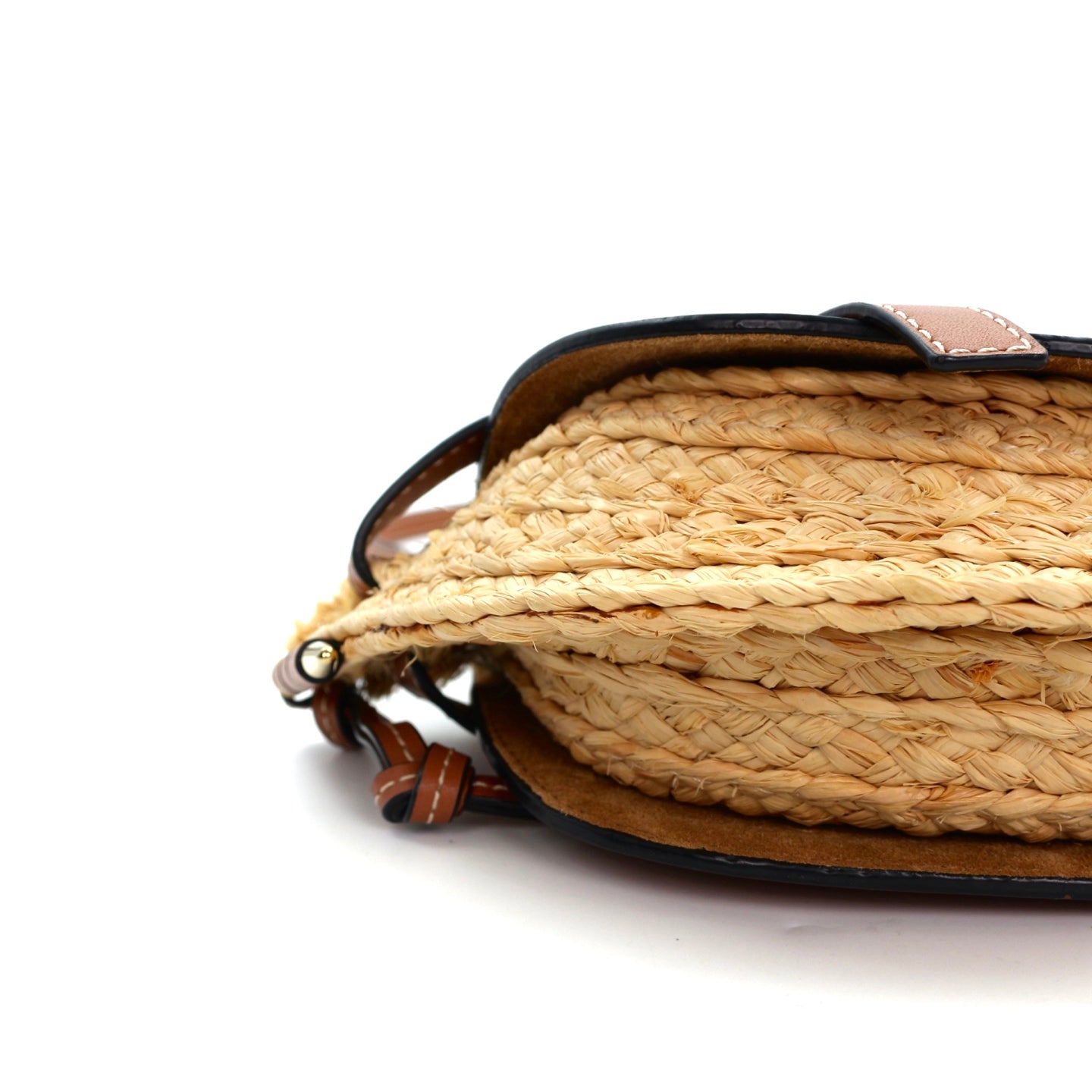 Loewe Gate Mini Raffia & Calfskin Saddle Bag Brown [Used]