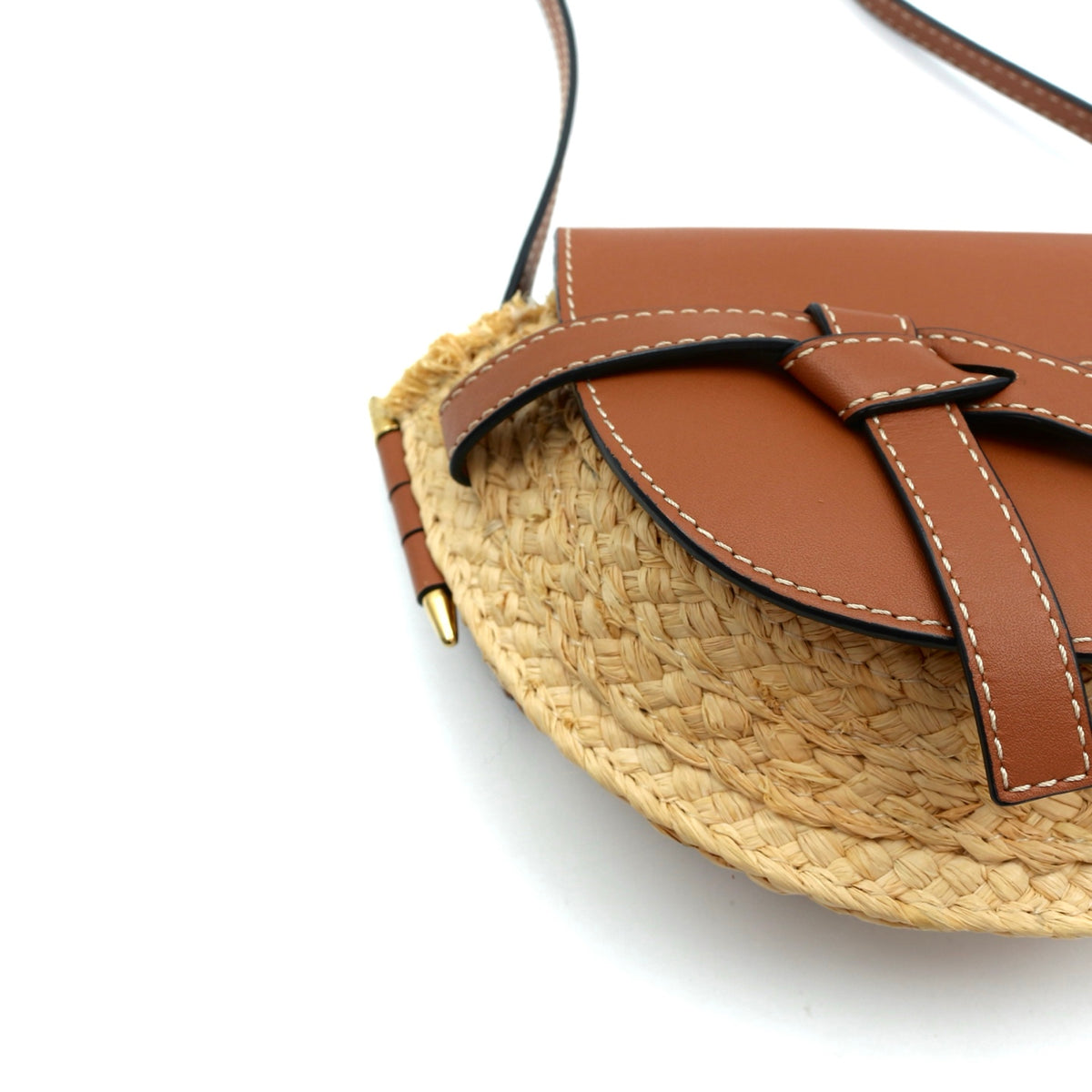 Loewe Gate Mini Raffia & Calfskin Saddle Bag Brown [Used]