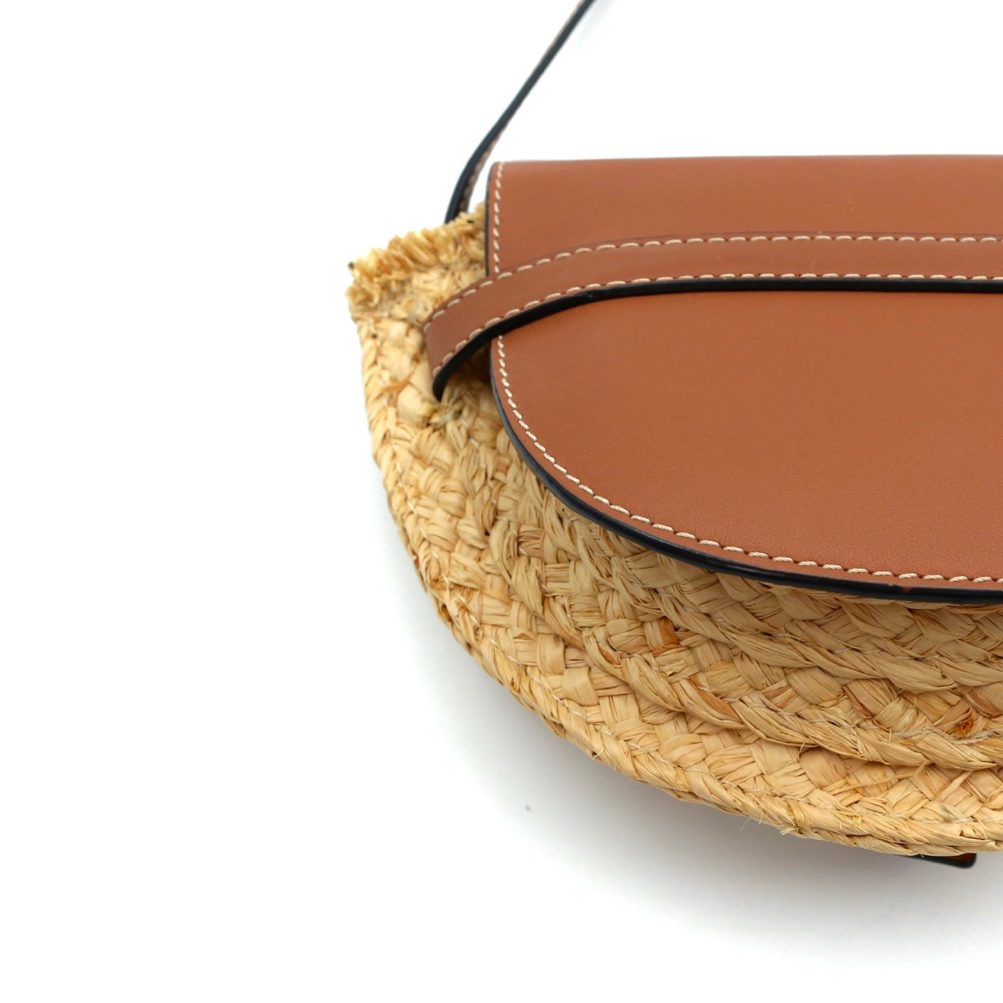 Loewe Gate Mini Raffia & Calfskin Saddle Bag Brown [Used]