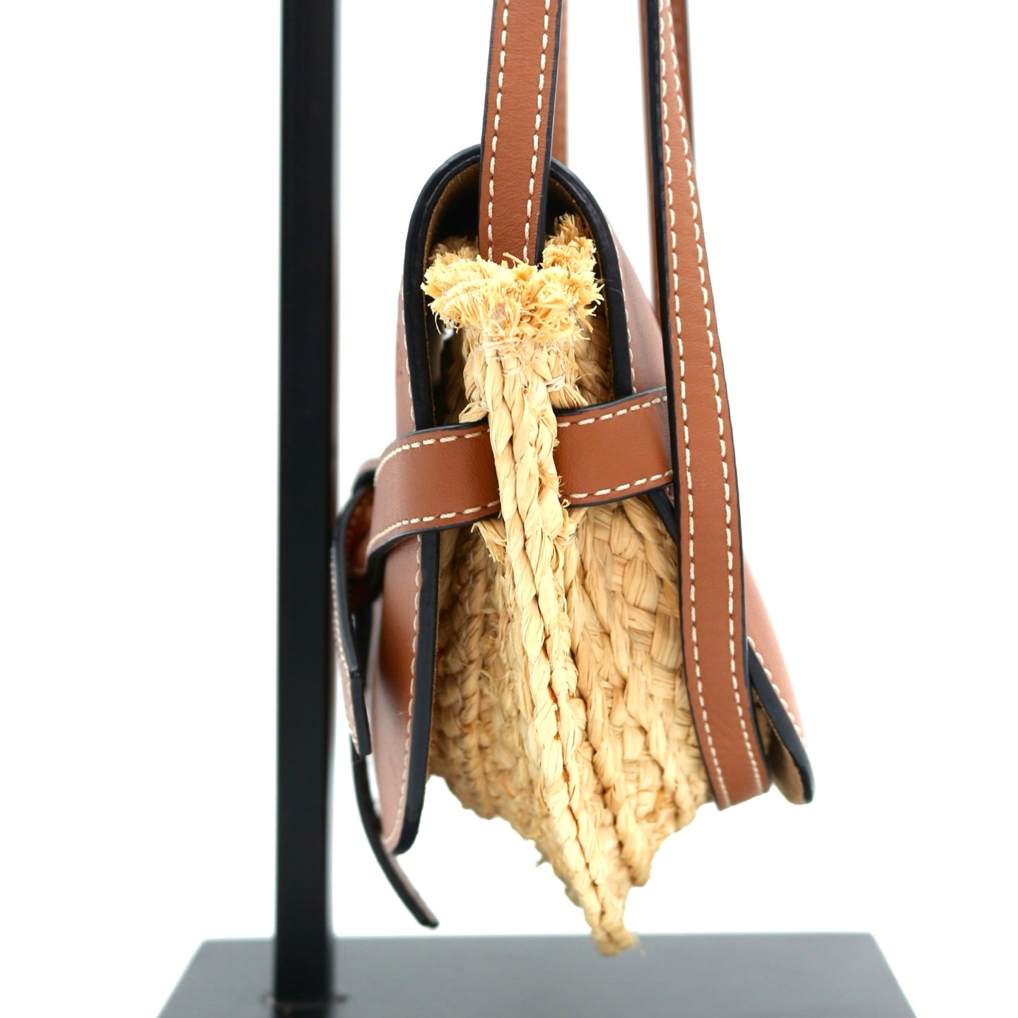 Loewe Gate Mini Raffia & Calfskin Saddle Bag Brown [Used]