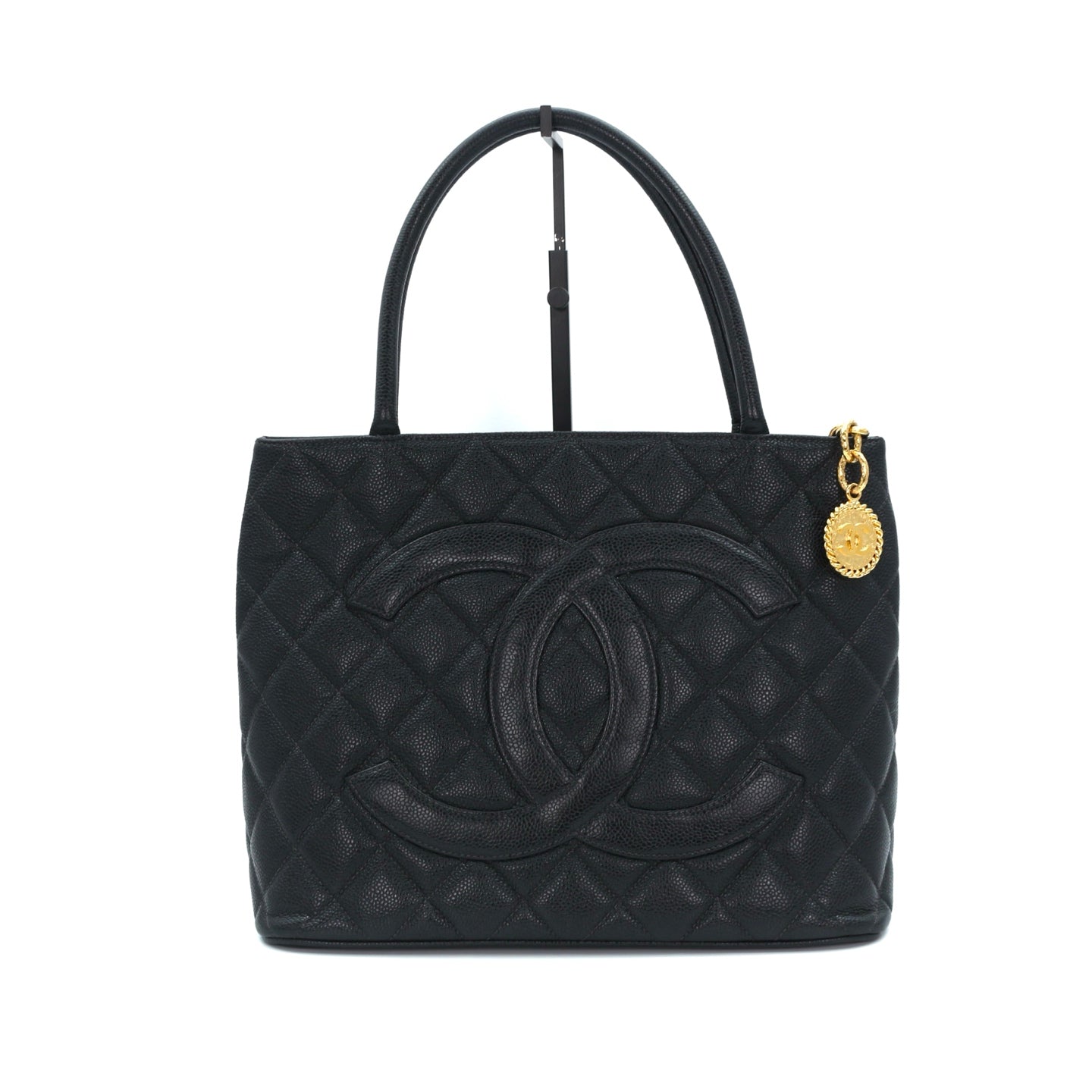 Chanel CC Black Caviar Leather “Hilton” Tote Bag Gold-Tone  [Used]