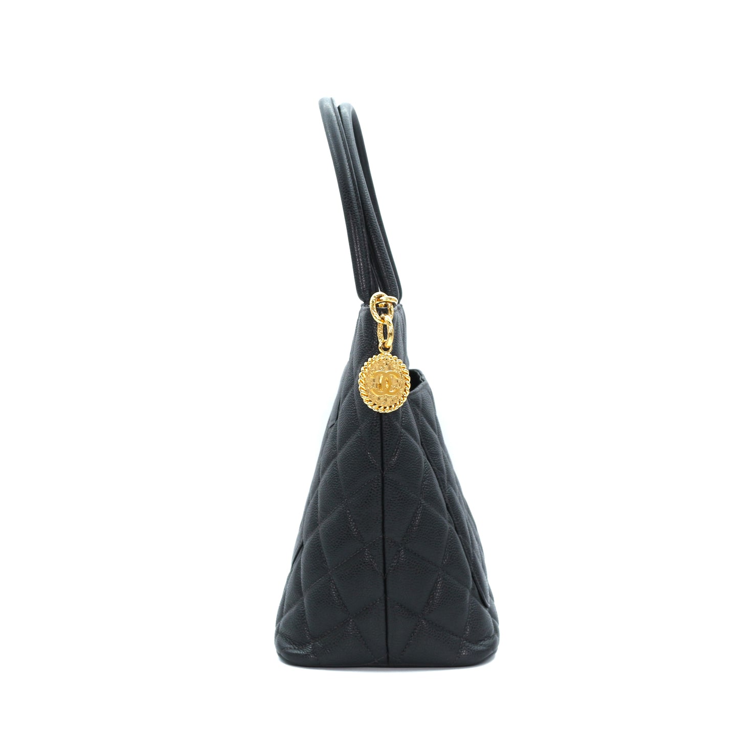Chanel CC Black Caviar Leather “Hilton” Tote Bag Gold-Tone  [Used]