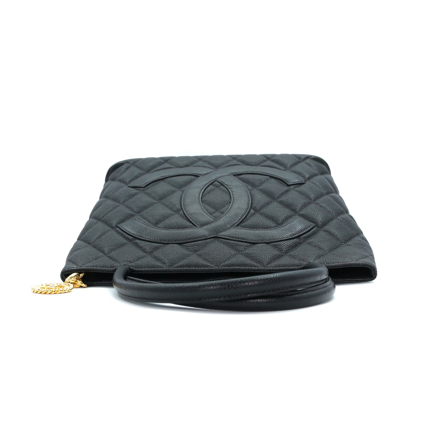 Chanel CC Black Caviar Leather “Hilton” Tote Bag Gold-Tone  [Used]