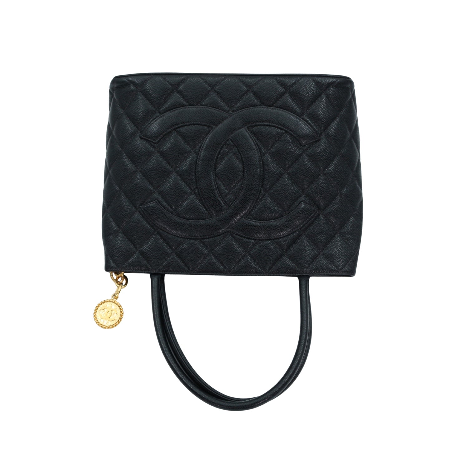 Chanel CC Black Caviar Leather “Hilton” Tote Bag Gold-Tone  [Used]
