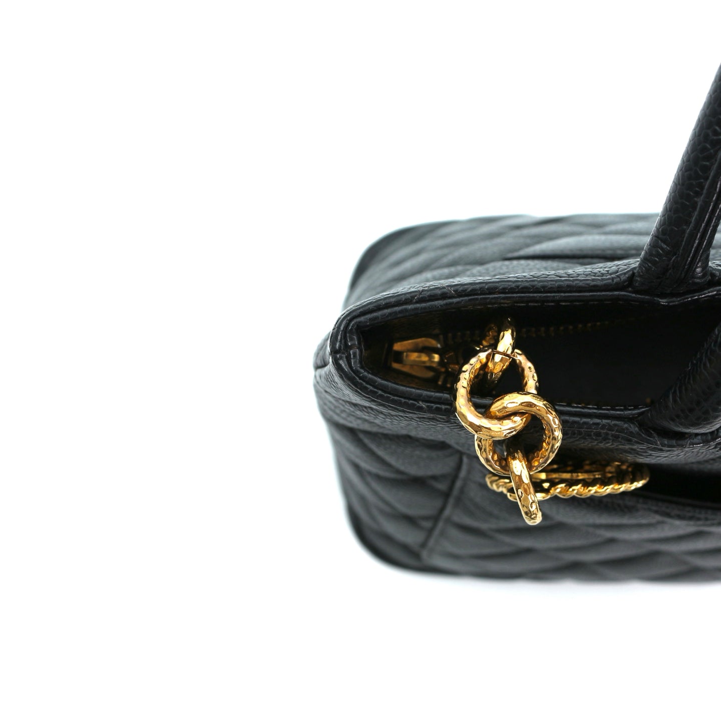 Chanel CC Black Caviar Leather “Hilton” Tote Bag Gold-Tone  [Used]