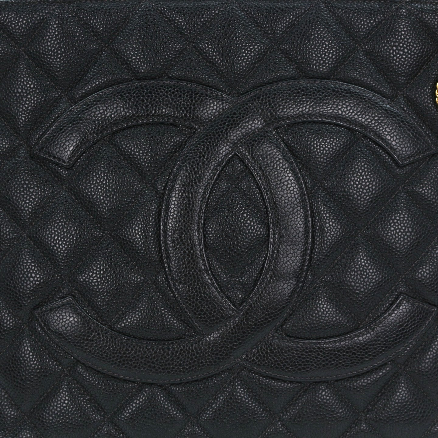 Chanel CC Black Caviar Leather “Hilton” Tote Bag Gold-Tone  [Used]