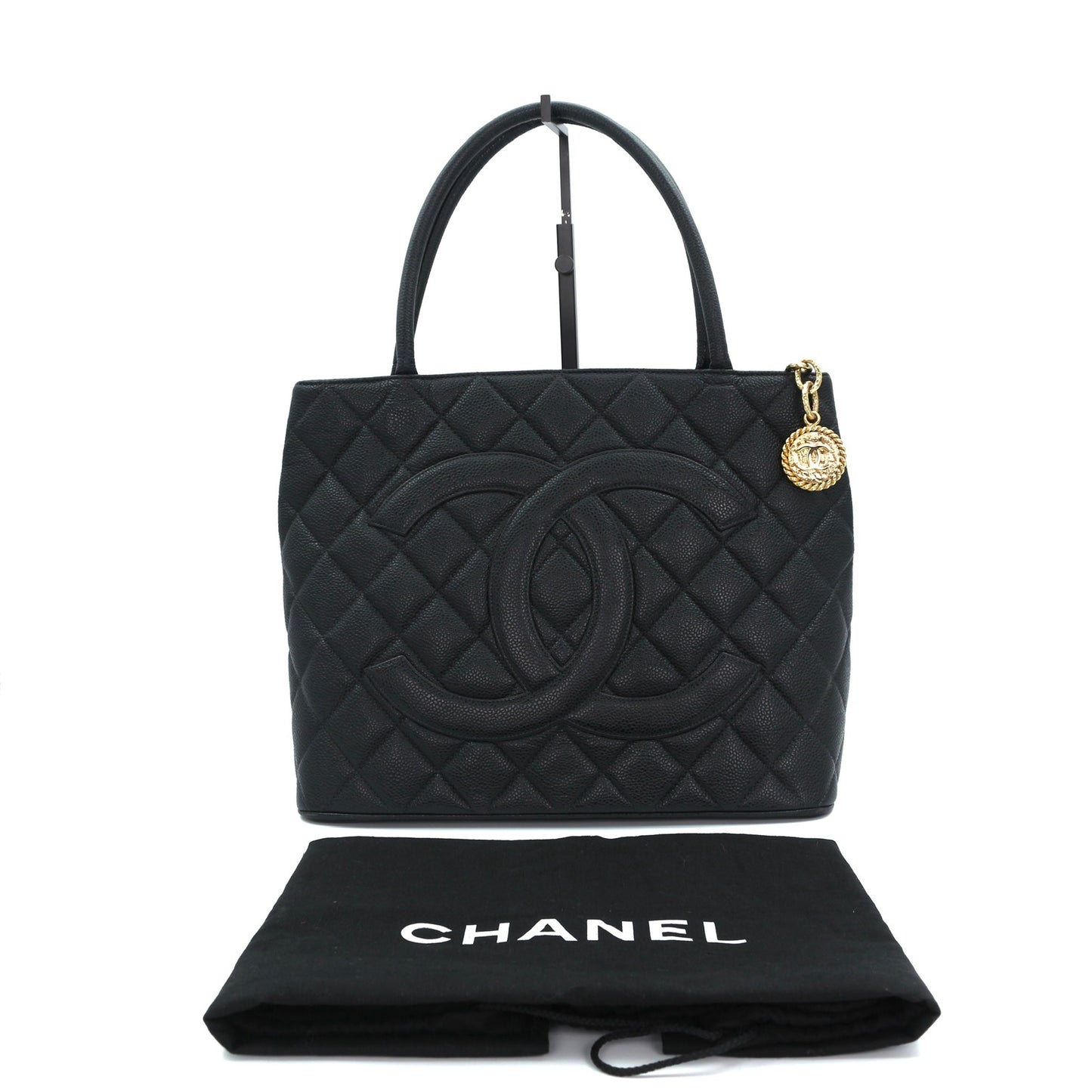Chanel CC Black Caviar Leather “Hilton” Tote Bag Gold-Tone  [Used]