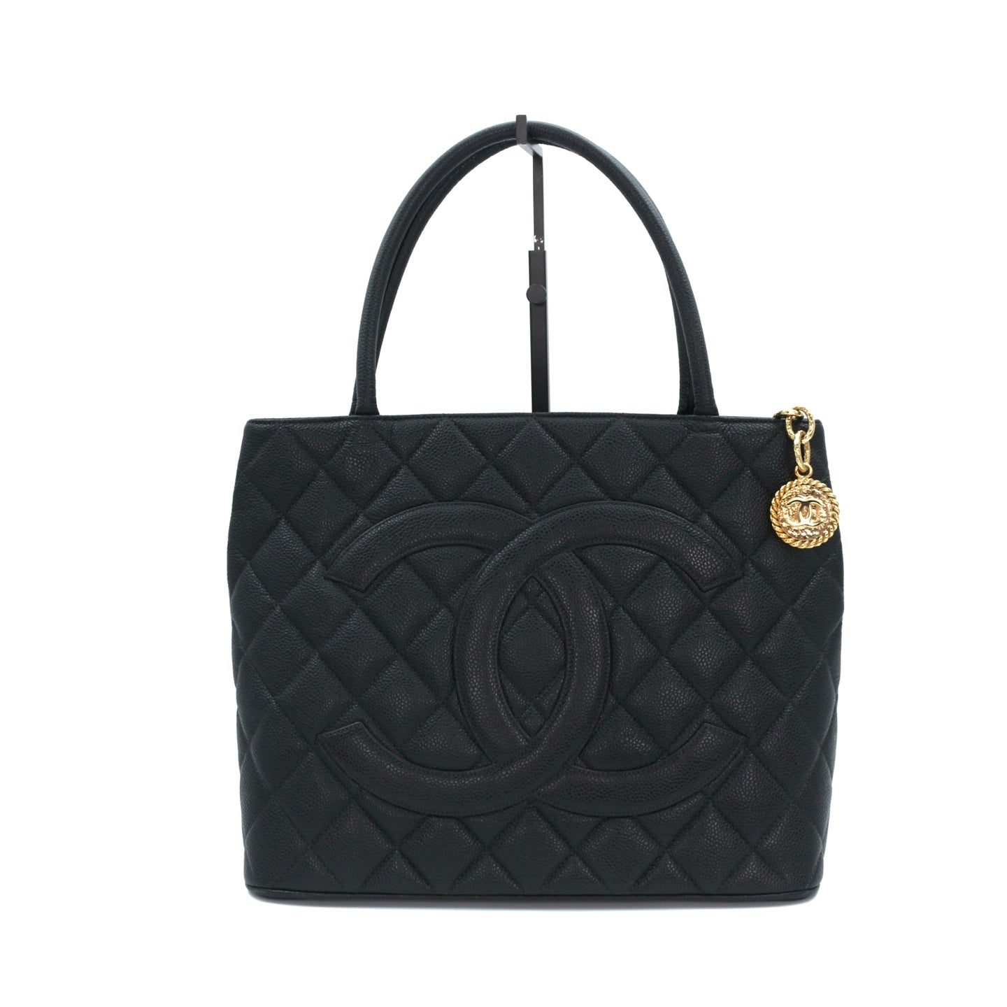 Chanel CC Black Caviar Leather “Hilton” Tote Bag Gold-Tone  [Used]