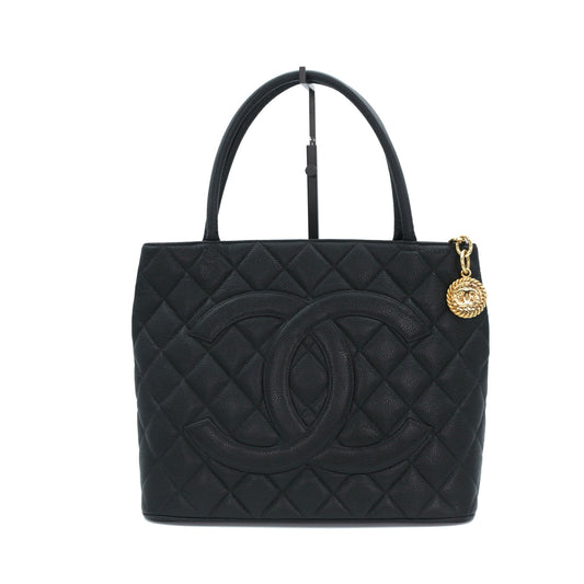 Chanel CC Black Caviar Leather “Hilton” Tote Bag Gold-Tone  [Used]