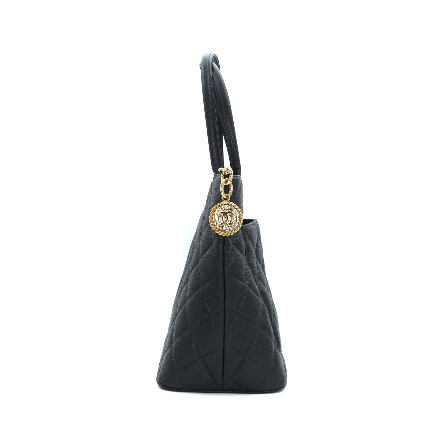 Chanel CC Black Caviar Leather “Hilton” Tote Bag Gold-Tone  [Used]