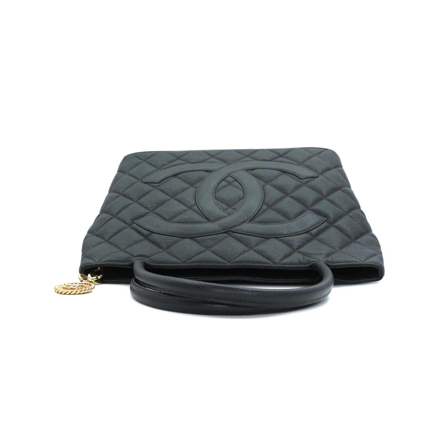 Chanel CC Black Caviar Leather “Hilton” Tote Bag Gold-Tone  [Used]