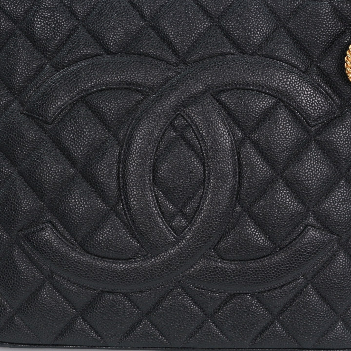 Chanel CC Black Caviar Leather “Hilton” Tote Bag Gold-Tone  [Used]