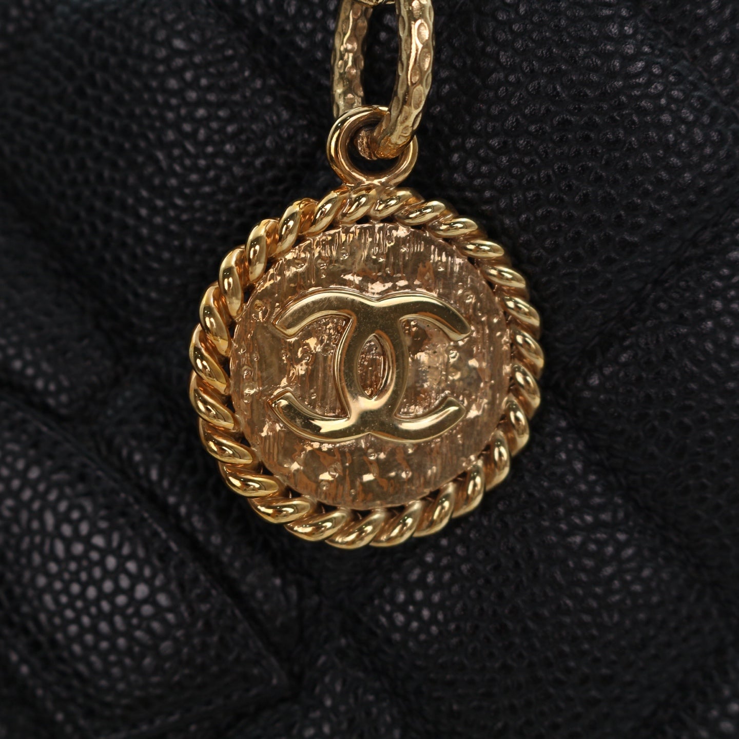 Chanel CC Black Caviar Leather “Hilton” Tote Bag Gold-Tone  [Used]