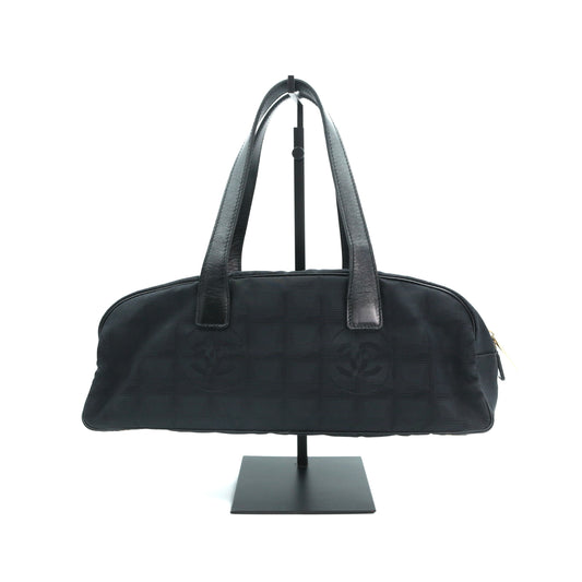 CHANEL Black Canvas Chocolate Bar Baguette Bag [Used]