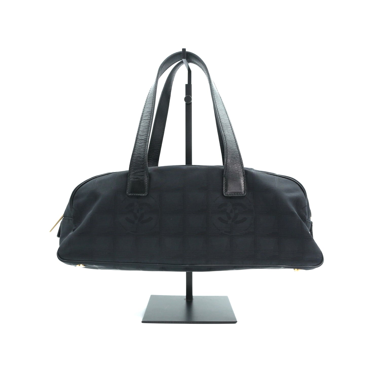 CHANEL Black Canvas Chocolate Bar Baguette Bag [Used]