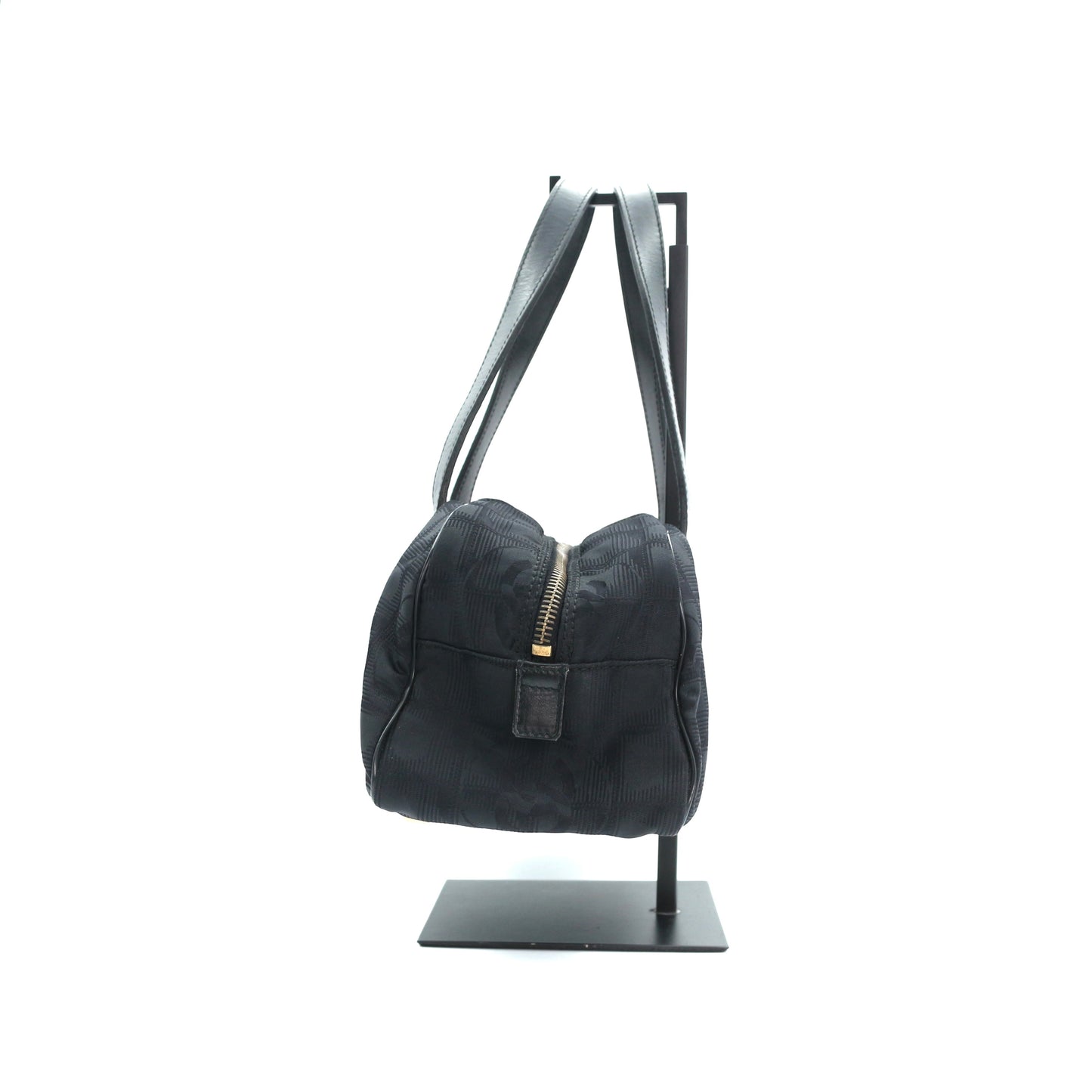CHANEL Black Canvas Chocolate Bar Baguette Bag [Used]