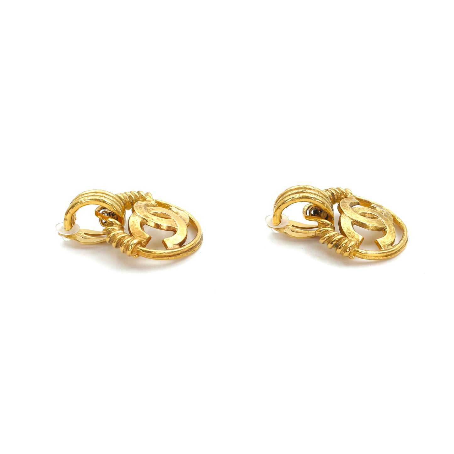 CHANEL Vintage Twisted CC Clip-On Earrings 94P [Used]