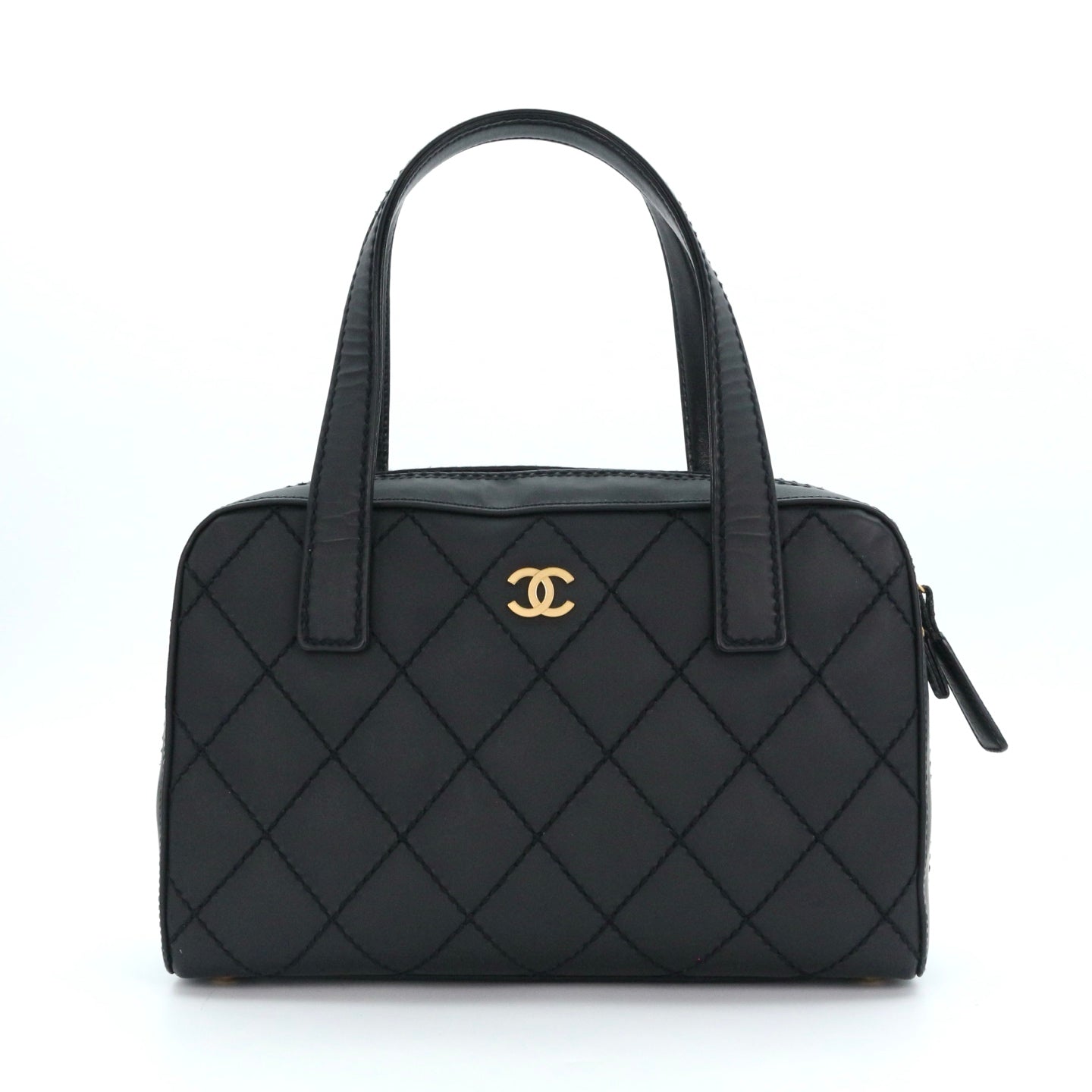 CHANEL Black Quilted Nubuck Leather Tote Bag[Used]