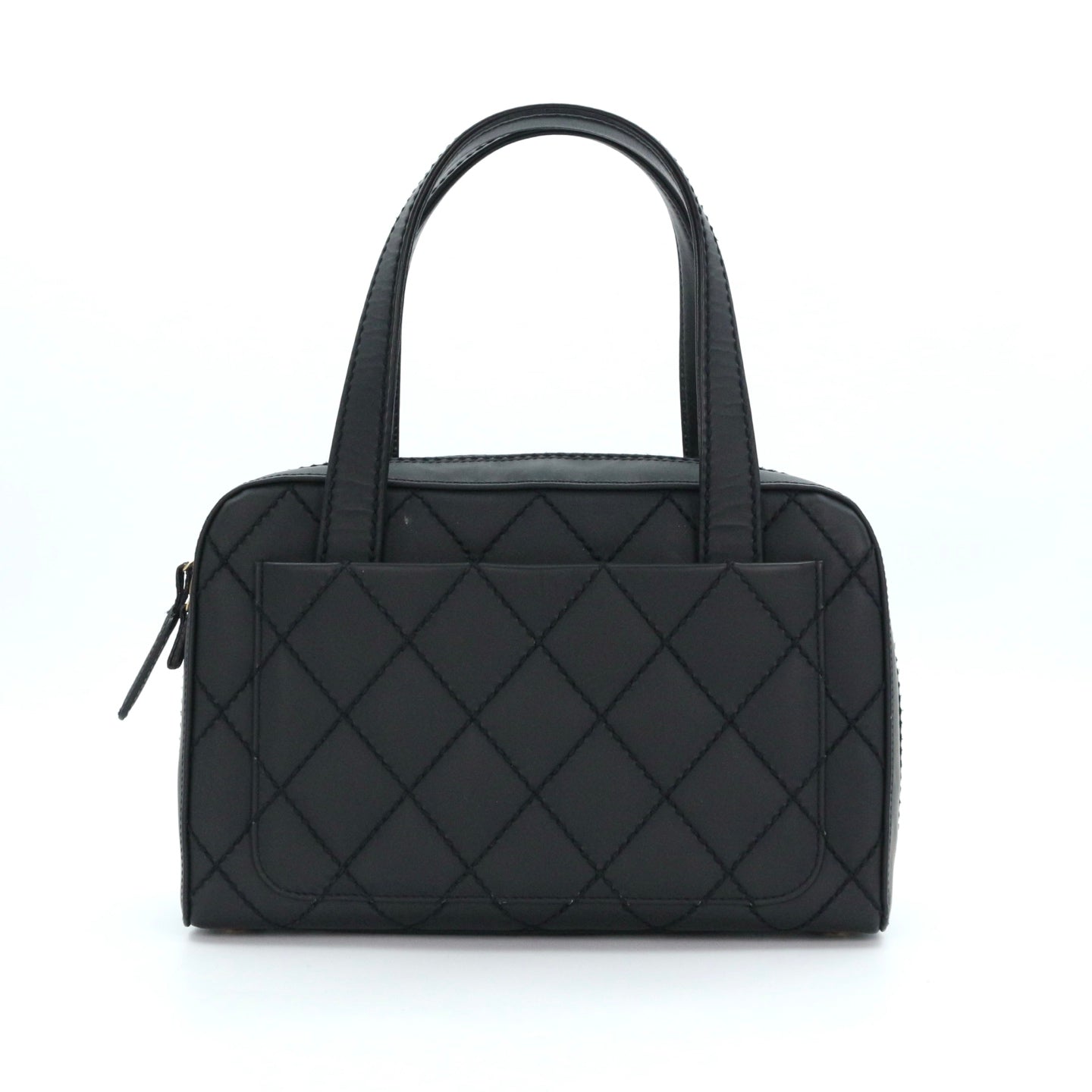 CHANEL Black Quilted Nubuck Leather Tote Bag[Used]