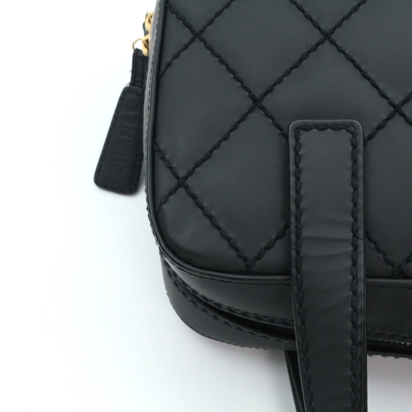 CHANEL Black Quilted Nubuck Leather Tote Bag[Used]