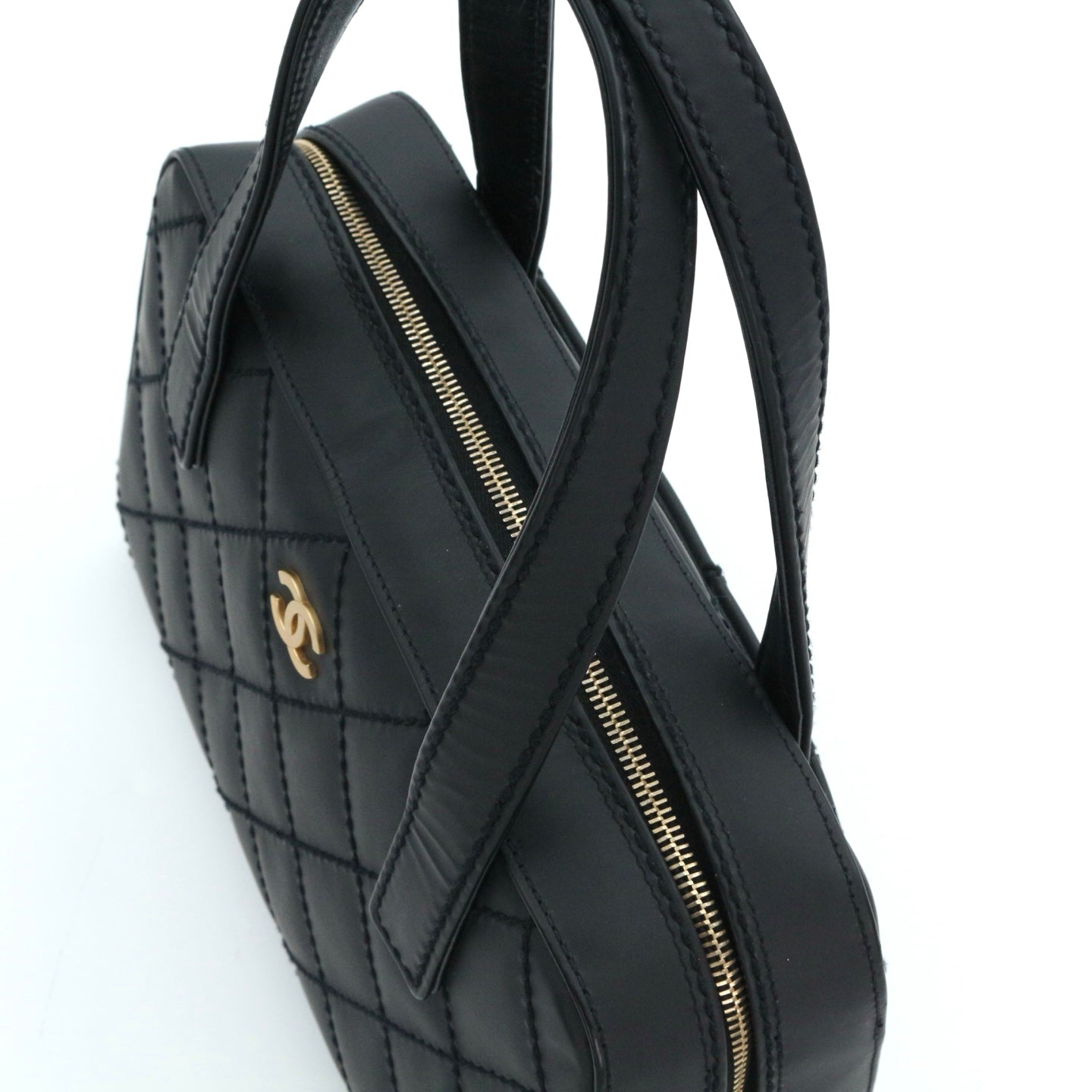 CHANEL Black Quilted Nubuck Leather Tote Bag[Used]