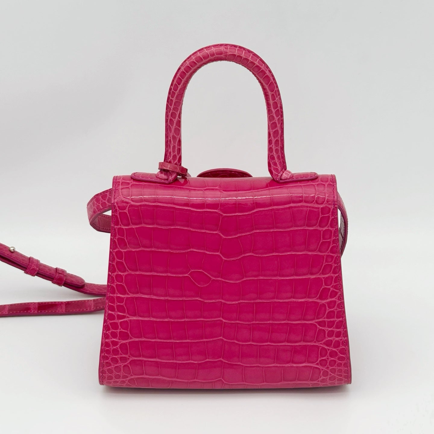 Delvaux Brilliant Mini Crocodile Leather Handbag Rose Pink 20 cm [Used]