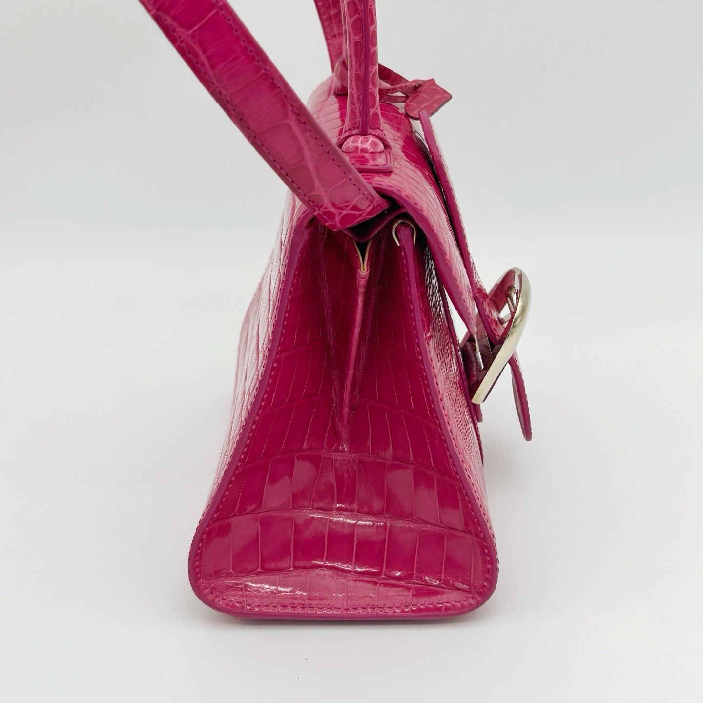 Delvaux Brilliant Mini Crocodile Leather Handbag Rose Pink 20 cm [Used]