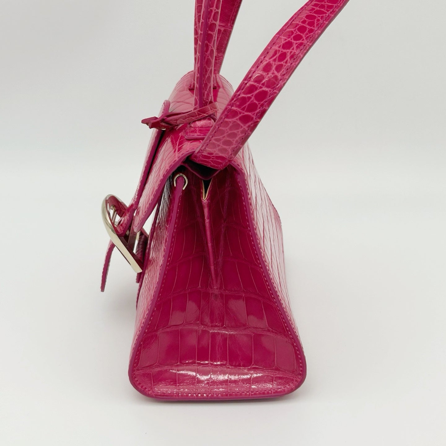 Delvaux Brilliant Mini Crocodile Leather Handbag Rose Pink 20 cm [Used]