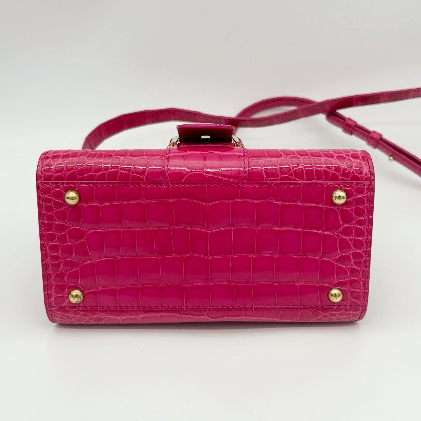 Delvaux Brilliant Mini Crocodile Leather Handbag Rose Pink 20 cm [Used]