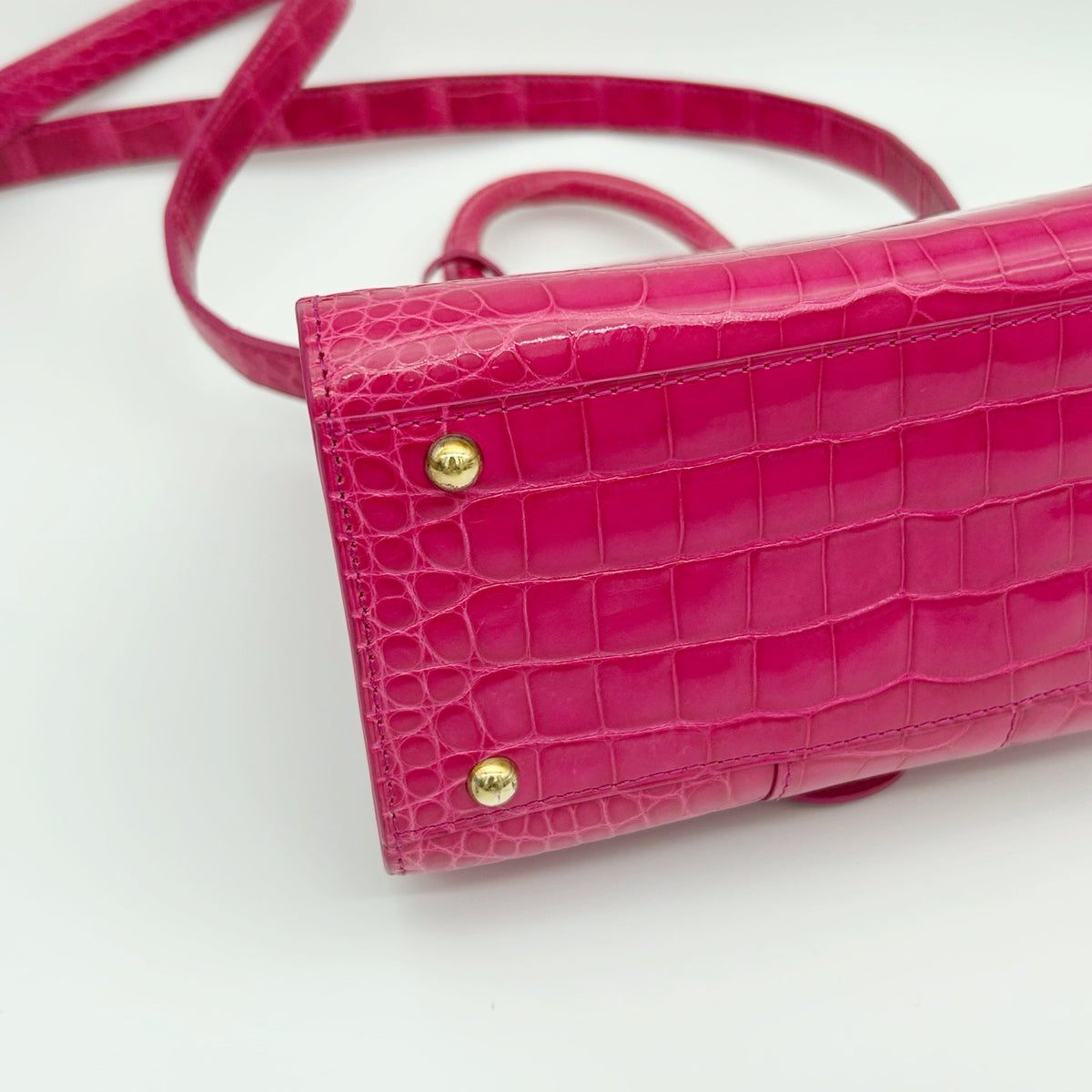 Delvaux Brilliant Mini Crocodile Leather Handbag Rose Pink 20 cm [Used]