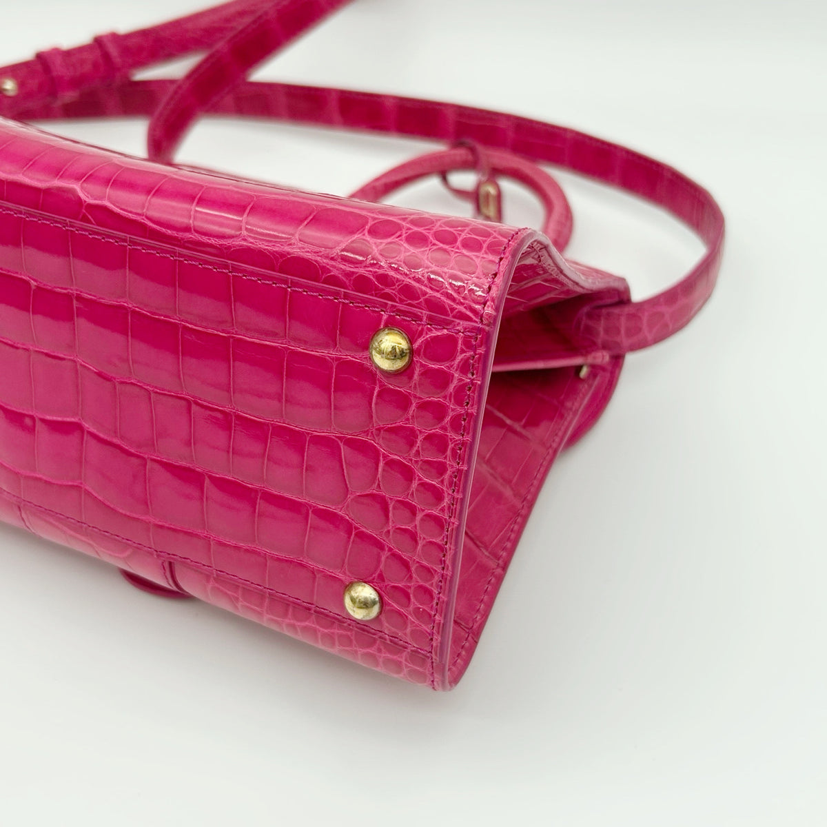 Delvaux Brilliant Mini Crocodile Leather Handbag Rose Pink 20 cm [Used]
