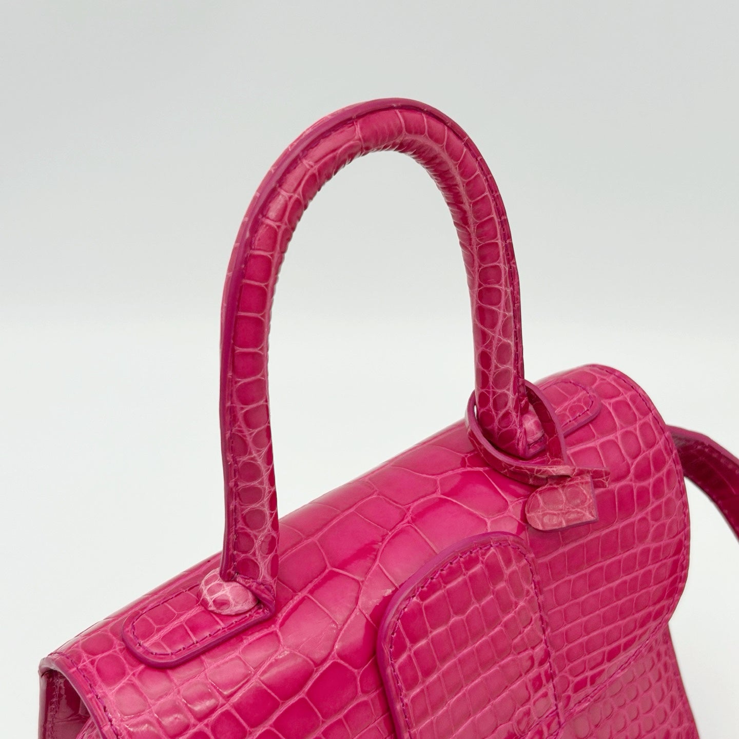 Delvaux Brilliant Mini Crocodile Leather Handbag Rose Pink 20 cm [Used]
