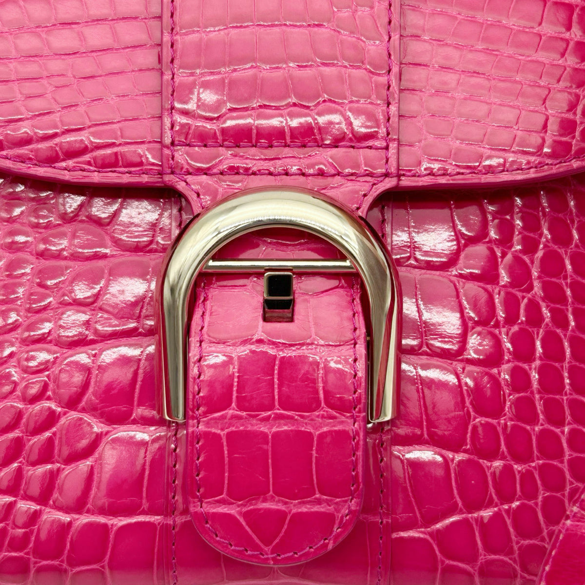 Delvaux Brilliant Mini Crocodile Leather Handbag Rose Pink 20 cm [Used]