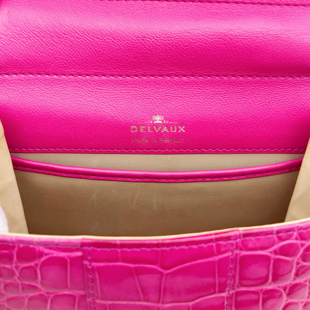 Delvaux Brilliant Mini Crocodile Leather Handbag Rose Pink 20 cm [Used]