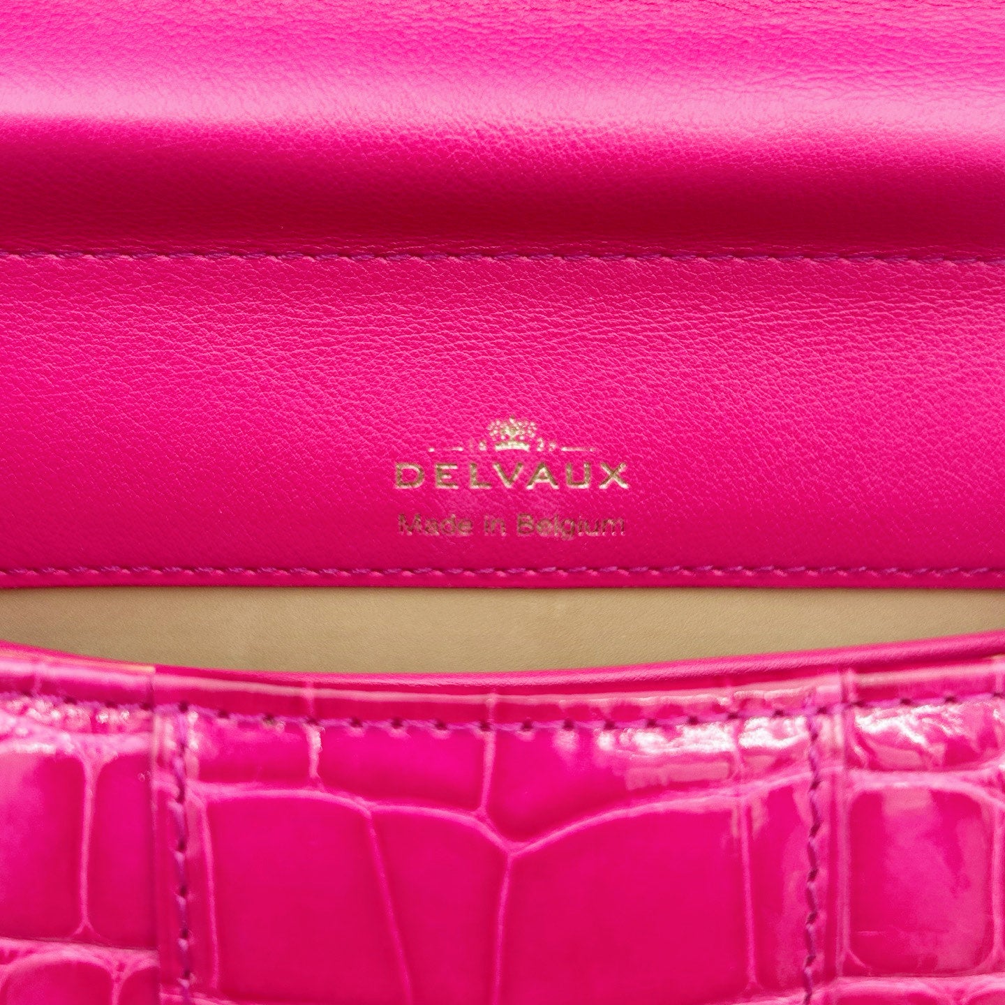 Delvaux Brilliant Mini Crocodile Leather Handbag Rose Pink 20 cm [Used]